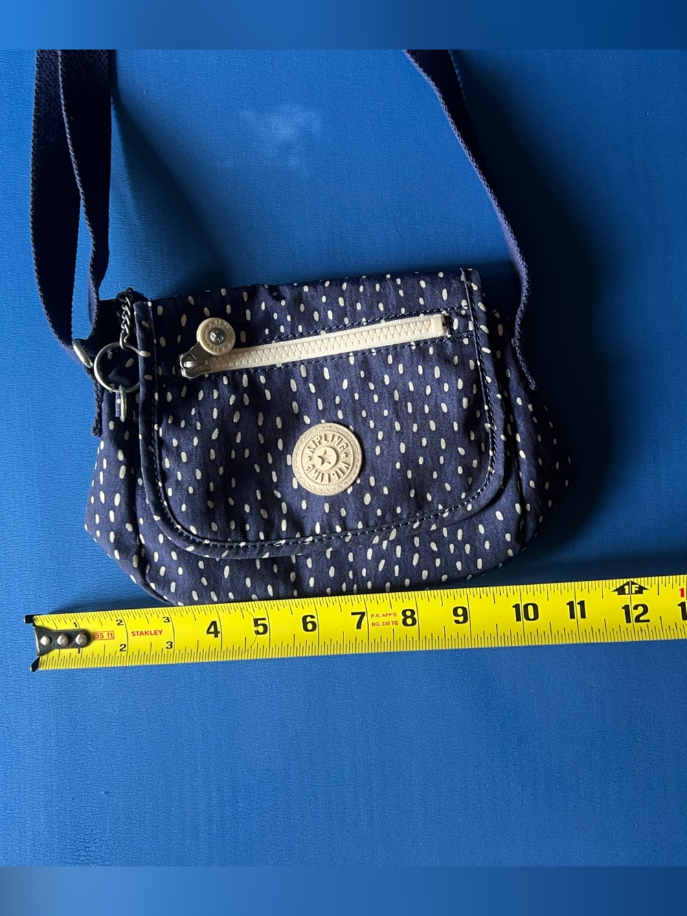 Kipling Navy Polka Dot Crossbody with Cream Trim. - Picture 11 of 11
